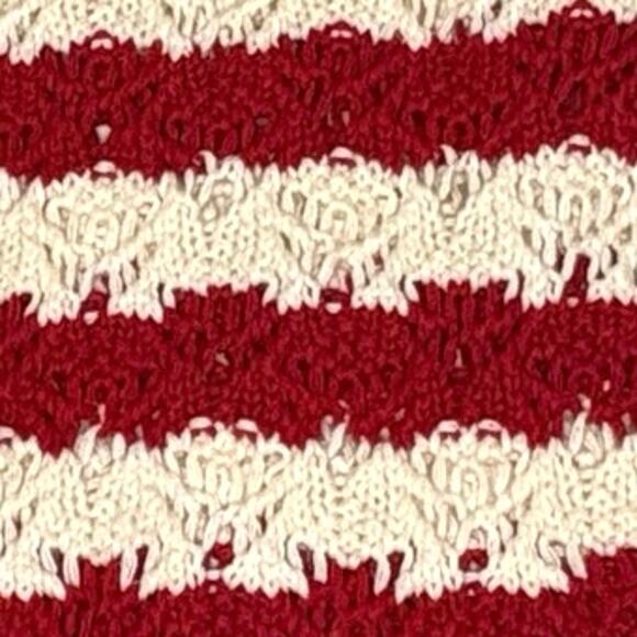 Forever 21 Open Knit Crew Neck Pullover Sweater Women's S | Red White Stripe - Picture 3 of 10